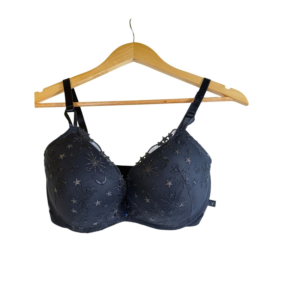 Victoria's Secret Celestial Star Moon Wireless Push-Up Bra Black 36DD